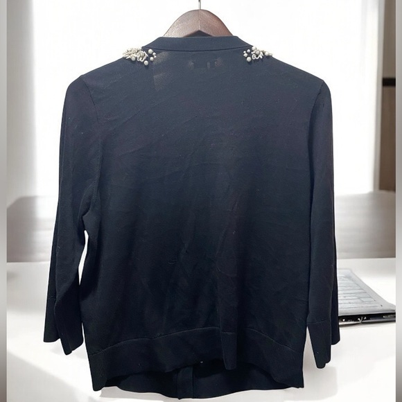 🍀
💯 100% Cotton 
KATE SPADE 
KATI BLACK BEADED Button CARDIGAN SWEATER XL - Picture 7 of 13
